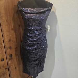 Beautiful Navy Blue Sequence Dress